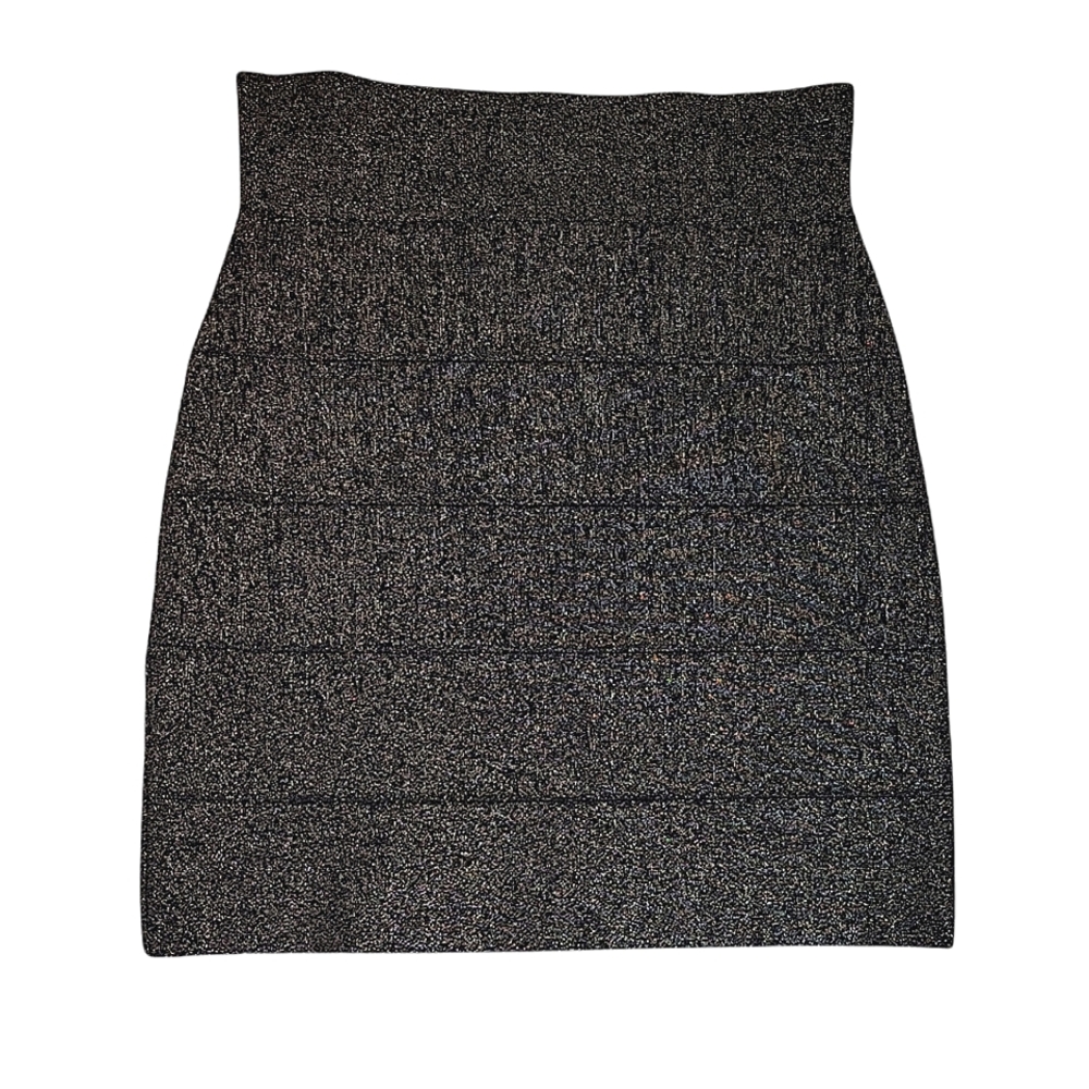 BCBGMaxAzria Black and Gold Bandage Skirt